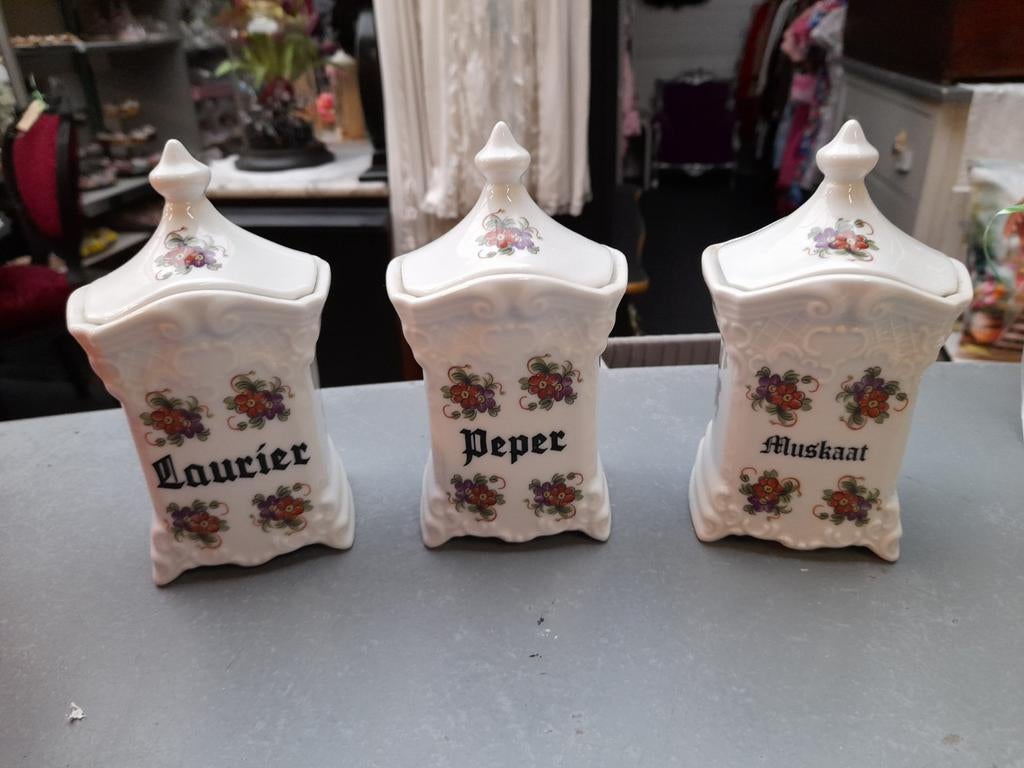 Set 3 porseleinen keuken potjes, Antiek en Kunst, Antiek | Porselein, Ophalen of Verzenden