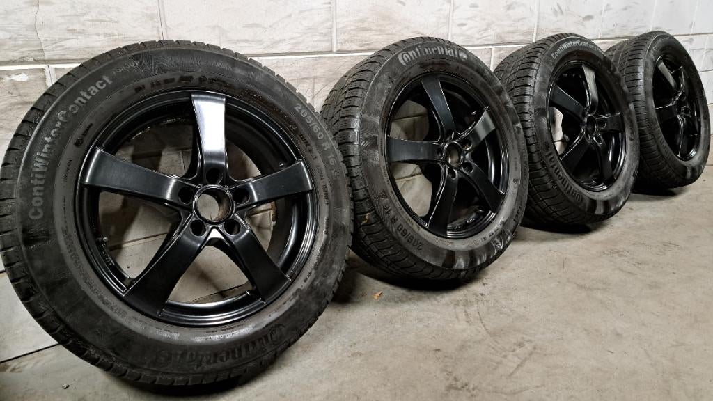 Zwarte velgen Opel Astra J Astra K Ampera Cruze 205/60/16, Auto-onderdelen, Banden en Velgen, Gebruikt, 16 inch, Banden en Velgen