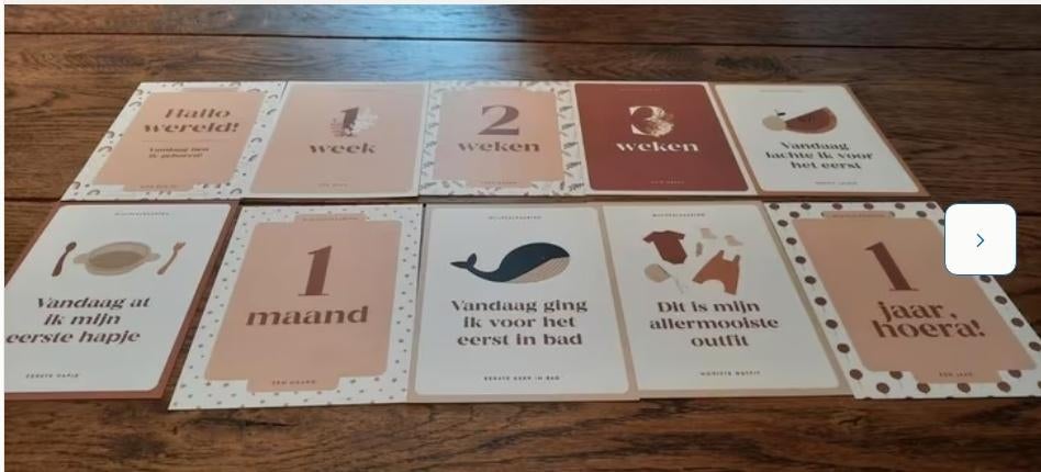 10 nieuwe mijlpaalkaarten geboorte geschenk, Ophalen of Verzenden, Nieuw, Kraamcadeau