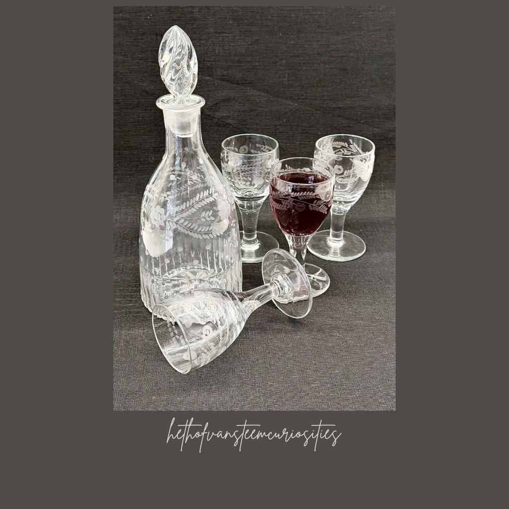 Antieke Empire Karaf met Glazen, 19e Eeuw, Antiek en Kunst, Antiek | Glas en Kristal, Ophalen of Verzenden