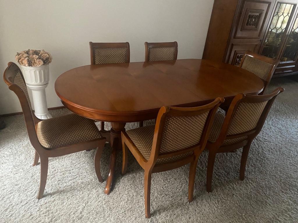 Eettafel met 6 eetkamerstoelen, Huis en Inrichting, 50 tot 100 cm, Zo goed als nieuw, Vijf personen of meer, 150 tot 200 cm