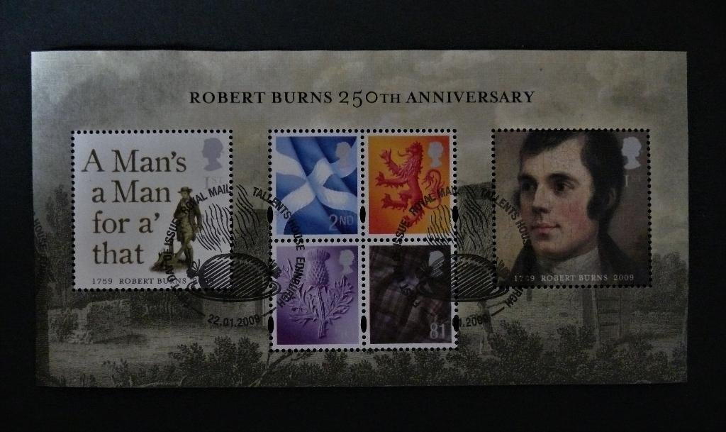 UK / Engeland 2009 Robert Burns Blok, Verzenden, Gestempeld