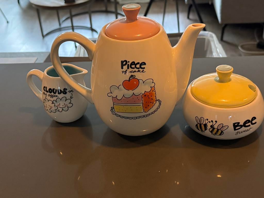 Theekan + suiker en melk kannetje Blond, Blond Amsterdam, Overige typen, Ophalen of Verzenden, Zo goed als nieuw