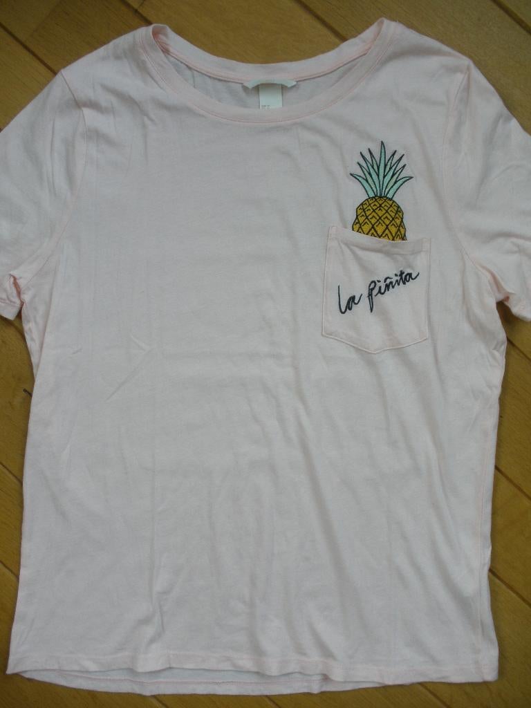 H&M t- shirt licht roze met ananas maat M - nieuw -, Maat 38/40 (M), H&M, Nieuw, Ophalen of Verzenden