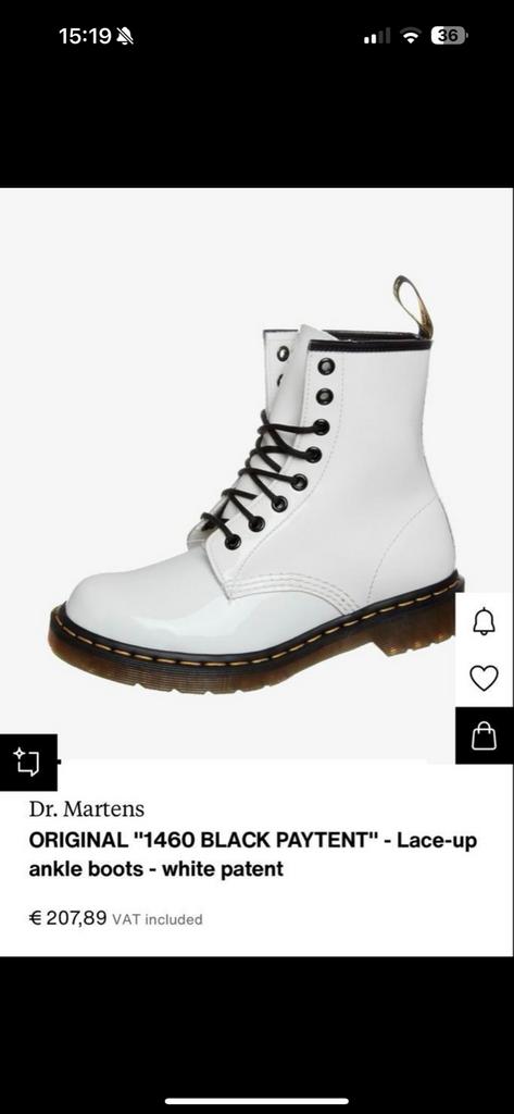 Dr. Martens ORIGINAL "1460 BLACK PAYTENT", Ophalen of Verzenden, Nieuw, Wit
