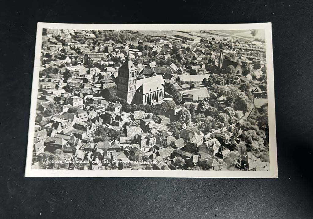 Oldenzaal luchtfoto centrum St Plechelmus Basiliek, Ophalen of Verzenden, 1940 tot 1960, Gelopen, Overijssel