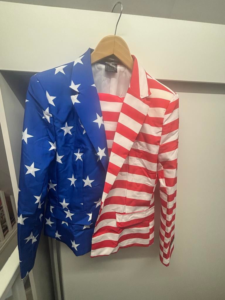 Suitmeister mantelpakje amerikaanse vlag - XL, Ophalen of Verzenden, Zo goed als nieuw, Maat 42/44 (L), Carnaval