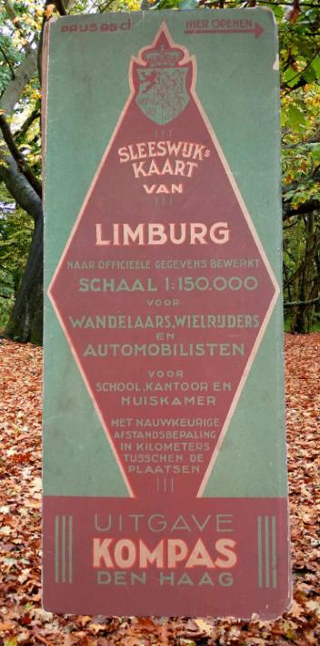 Sleeswijk’s kaart van Limburg. Uitg. Kompas, Den Haag. 1940, Gelezen, Ophalen of Verzenden, Landkaart, 1800 tot 2000