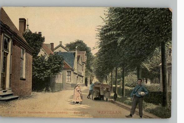 Kerkbuurt Westzaan hondenkar TOPKAART  st 1913