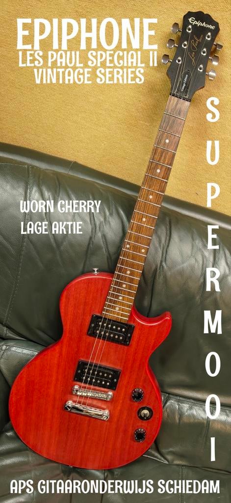 EPIPHONE LES PAUL SPECIAL II VINTAGE ED. WORN SATIN CHERRY, Ophalen of Verzenden, Zo goed als nieuw, Solid body, Epiphone