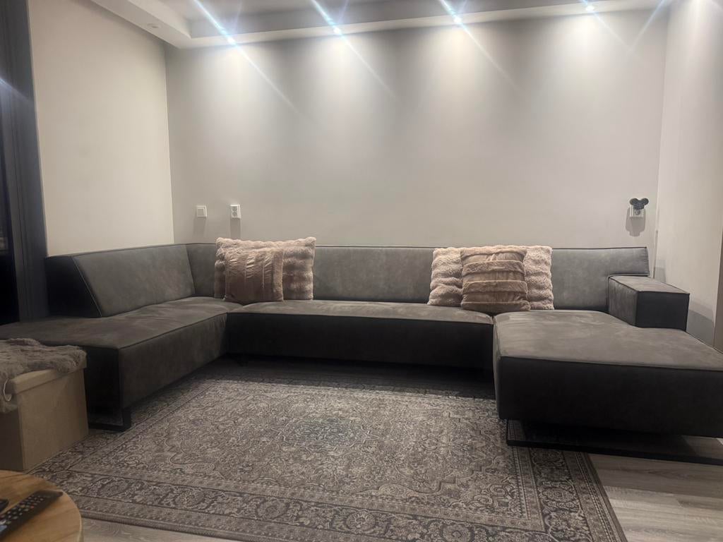 Nieuwe u bank, donker taupe. Zie maat bij foto’s, Hoekbank, Ophalen of Verzenden, Zo goed als nieuw, Modern