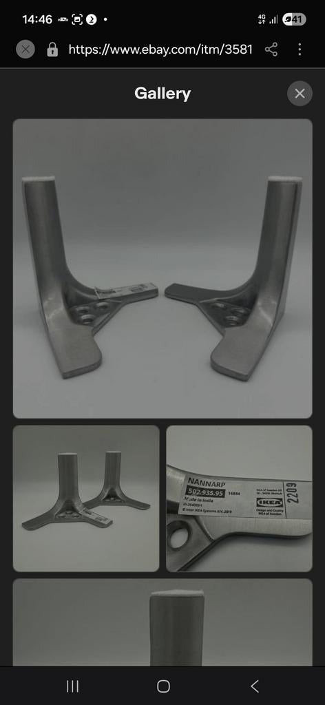 Ikea NANNARP Aluminum Cabinet Legs Feet for BESTA 502.935.95, Ophalen of Verzenden, Zo goed als nieuw