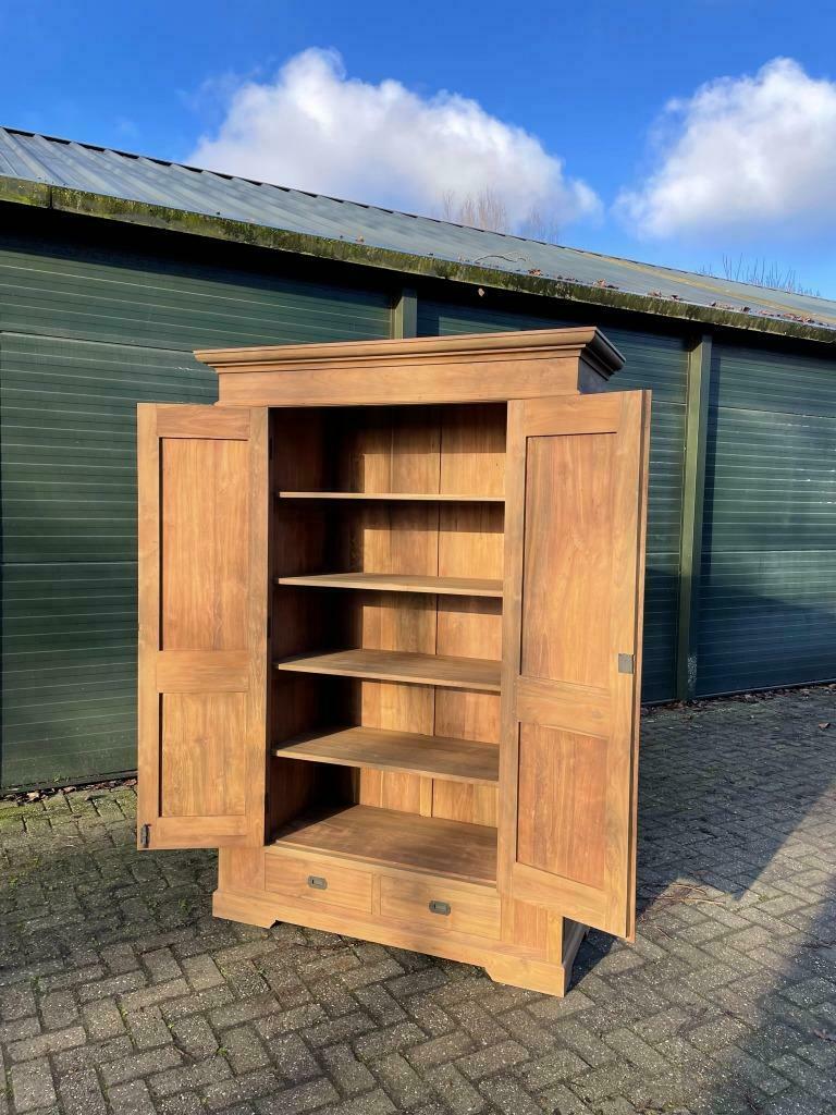 Jagerskast gerecycled teakhout <nieuw>, 200 cm of meer, Teakhout, Nieuw, Ophalen of Verzenden