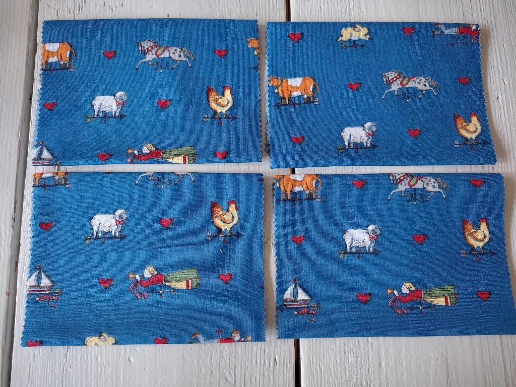 Mooie quiltstof - blauwe ondergrond - Country stijl, Blauw, Nieuw, Ophalen of Verzenden, 30 tot 120 cm