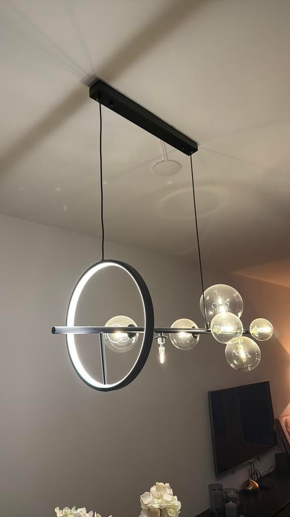 Te koop hanglamp met glazen bollen, Ophalen, Gebruikt, Glas