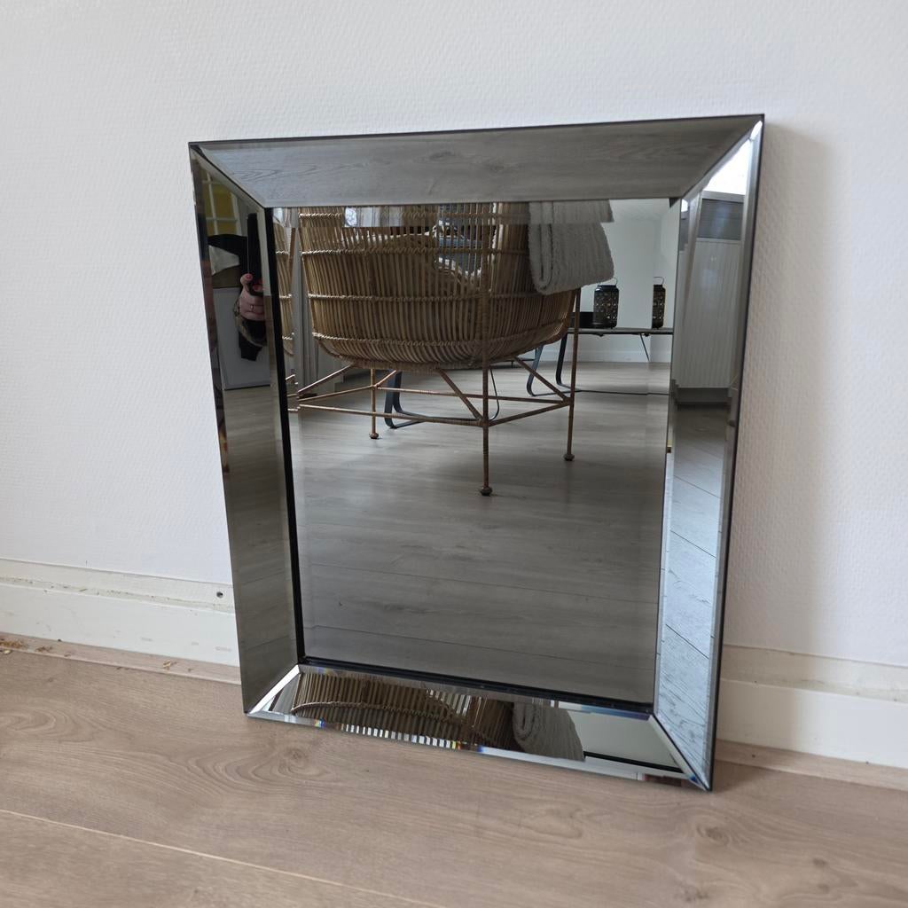 Antraciet glas spiegel 50x60 - Gebruikt, Gebruikt, Ophalen of Verzenden, Minder dan 100 cm, Rechthoekig