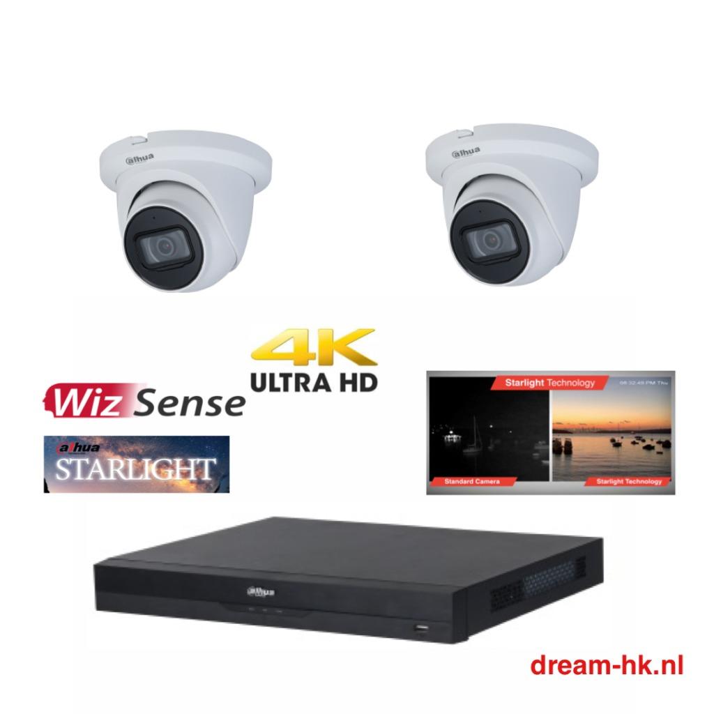 4MP Dahua Full Color IP PoE set /4CH NVR+2x camera's (f1.0), Audio, Tv en Foto, Videobewaking, Ophalen of Verzenden, Nieuw, Buitencamera