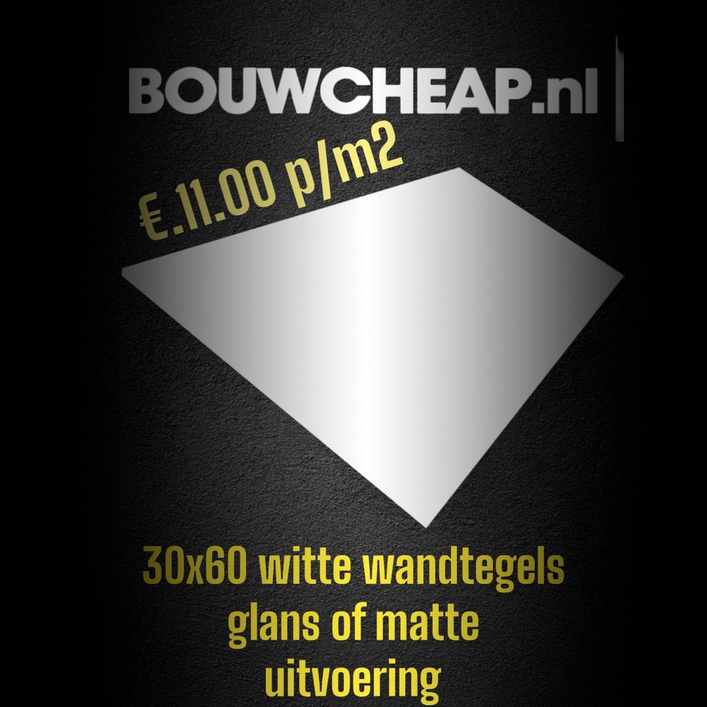 Nergens goedkoper witte wandtegels 30x60  GLANS!, Ophalen of Verzenden, Nieuw