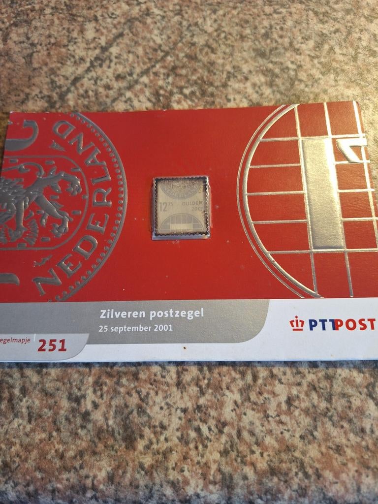 Zilveren postzegel nederland 12.75 gulden, Ophalen of Verzenden