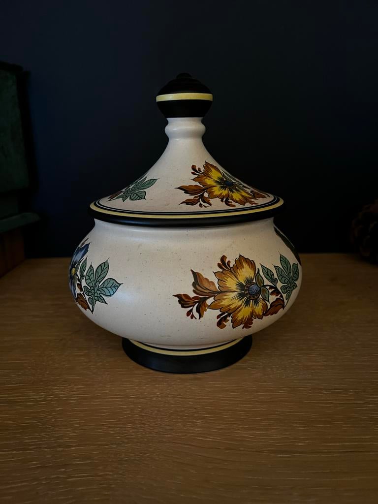 Modica Gouda Plateel Pot met Deksel, Antiek en Kunst, Ophalen of Verzenden
