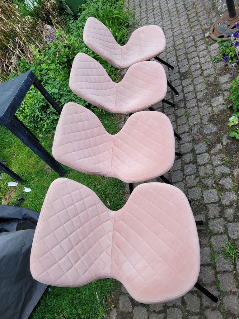 4x Kwantum Lucca stoelen in roze - Gebruikt maar goed!, Ophalen, Gebruikt, Overige kleuren, Stof