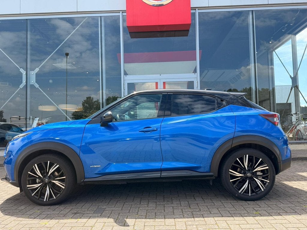 Nissan Juke 1.6 Hybrid N-Design | CAMERA | AUTOMAAT |, Auto's, Nissan, 1300 kg, Gebruikt, Blauw, Leder en Stof