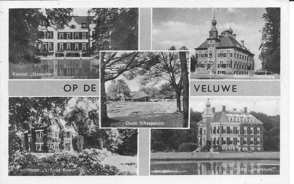 Ansichtkaart Op de Veluwe - Kastelen en Oude Schaapskooi, Ophalen of Verzenden, 1940 tot 1960, Ongelopen, Gelderland