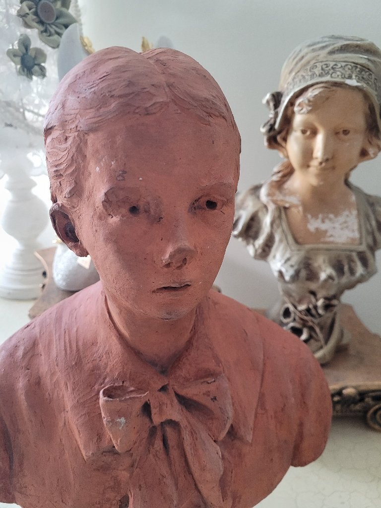 Vintage hand geboetseerde buste, Antiek en Kunst, Ophalen of Verzenden