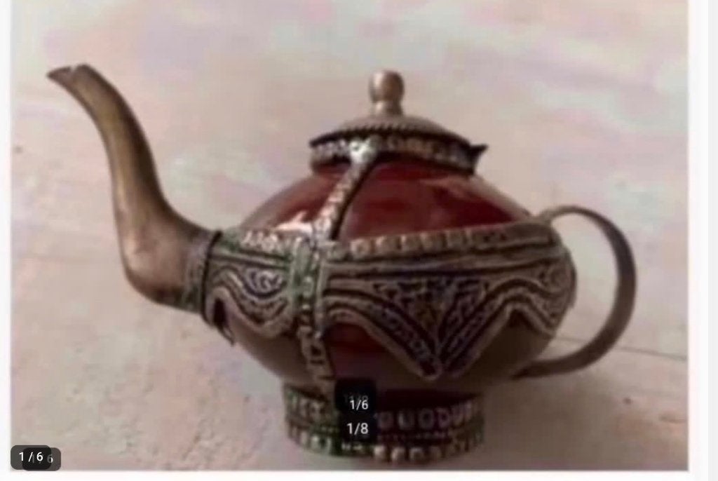 2 Marokkaans keramiek metaal pot alleen decoratie pr.p.stuk, Antiek en Kunst, Ophalen of Verzenden