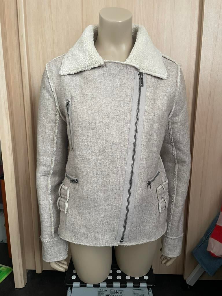 Teddy tussenjas wol yaya woman jas zand beige crème m 38, Ophalen of Verzenden, Gedragen, Maat 38/40 (M), Beige