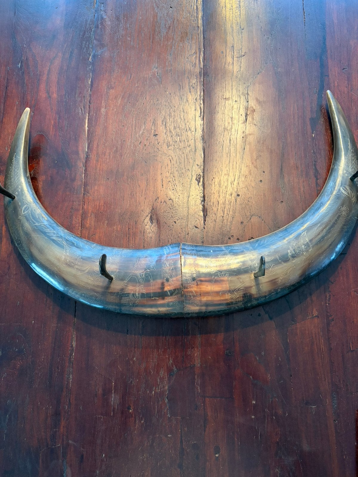 Wandkapstok koeienhoorn 58 cm, Ophalen of Verzenden, Hout, Wandkapstok, Minder dan 100 cm