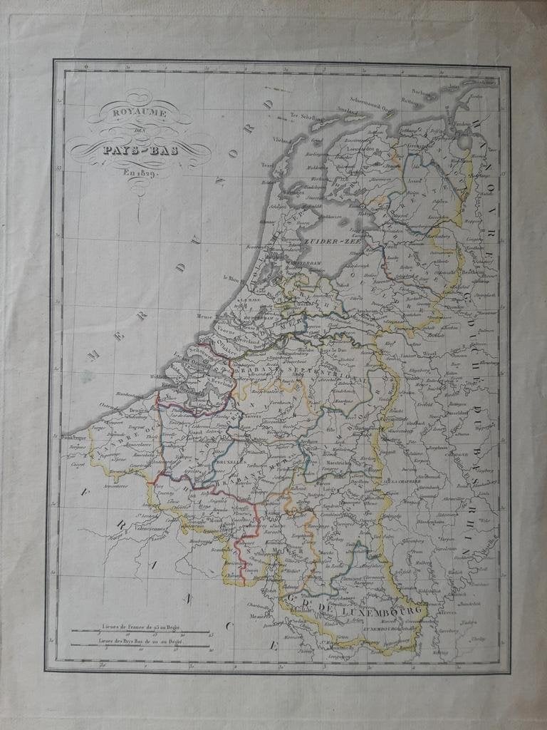 04 / gekleurde kopergravure 1829 van Nederland Pays-Bas, Boeken, Atlassen en Landkaarten, Ophalen of Verzenden, 1800 tot 2000
