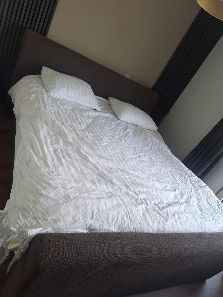 Tweepersoons boxspring met topper, 200x200 - vanaf 20 juni, Ophalen, Gebruikt, Tweepersoons, Overige maten