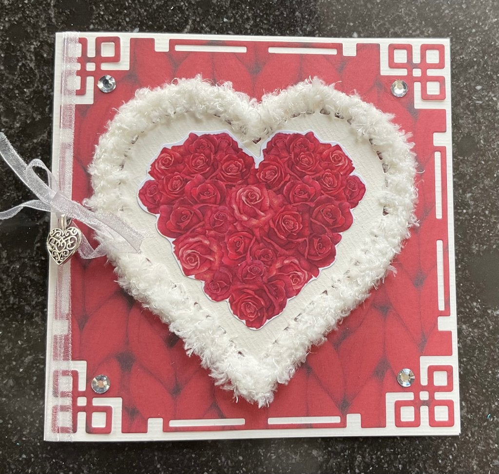 Nr 2 wenskaart met haakwerk Liefde hart, Hobby en Vrije tijd, Verzenden, Nieuw, Overige thema's