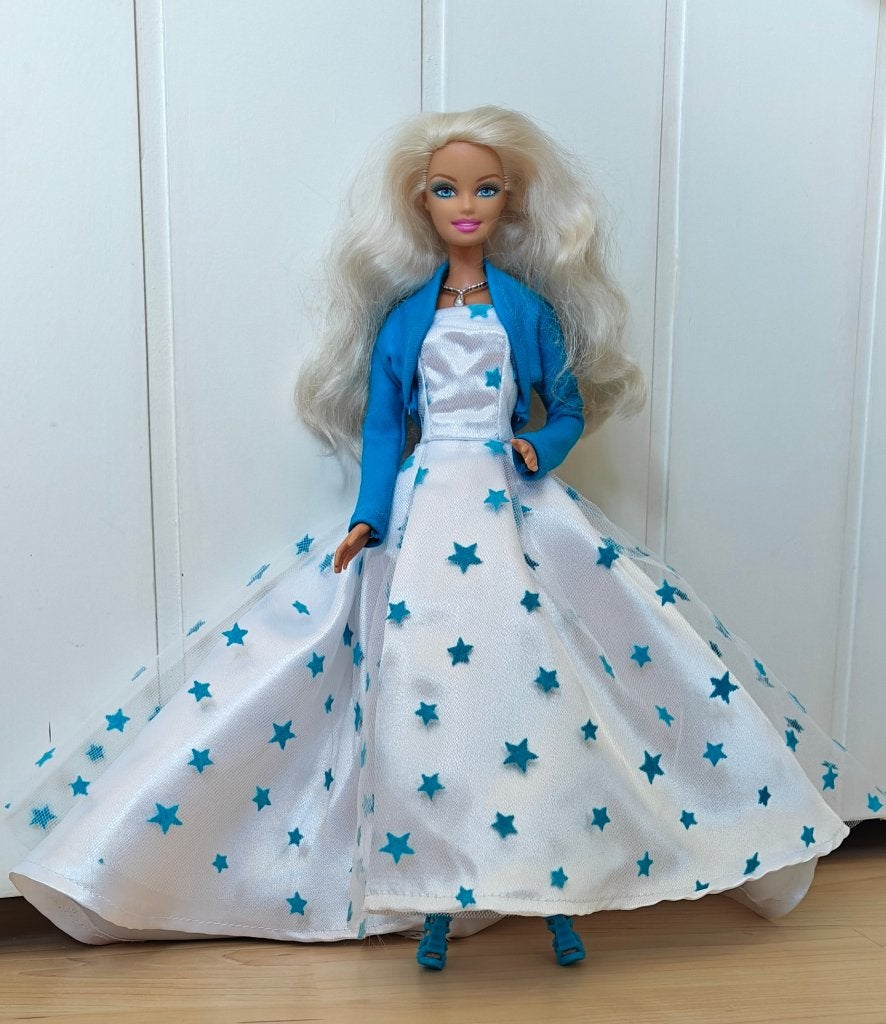 Barbiekleertjes/Barbiekleding: Prinsessenjurk met sterretjes, Verzenden, Nieuw, Barbie