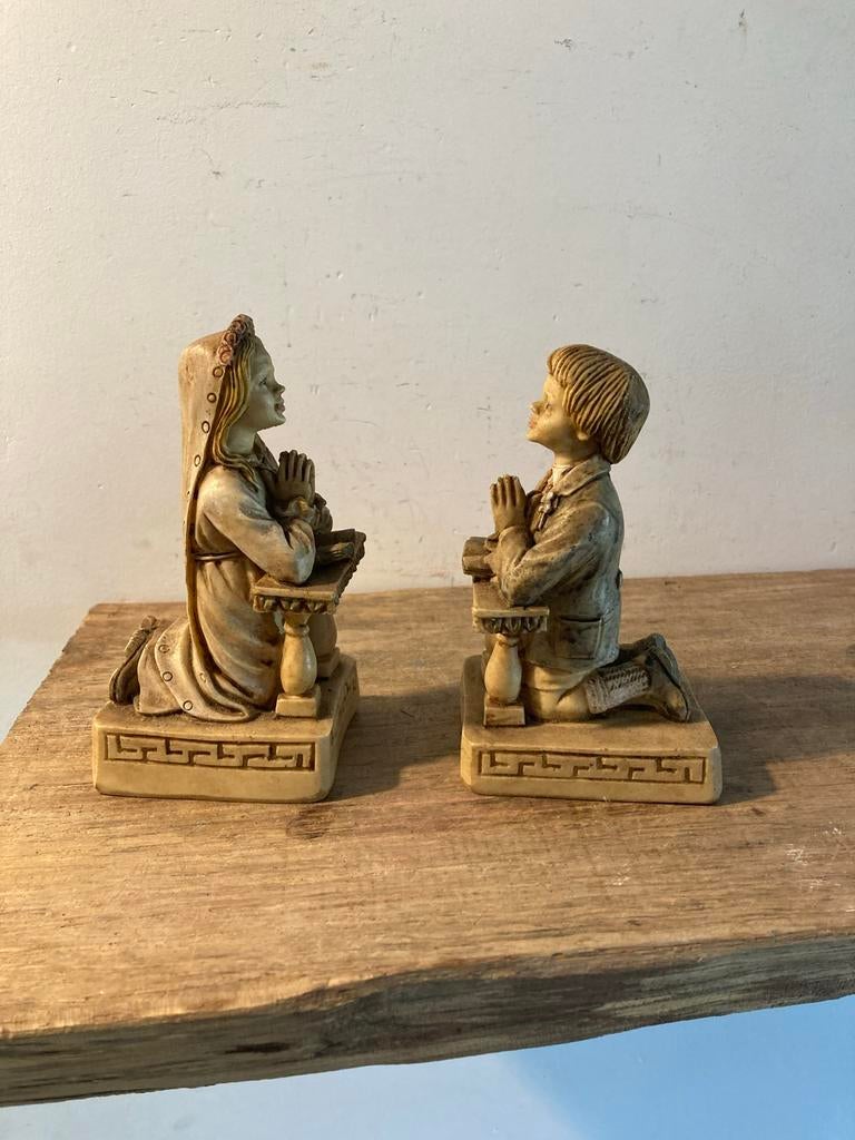 Set van twee vintage Italiaanse religieuze beeldjes, Ophalen of Verzenden