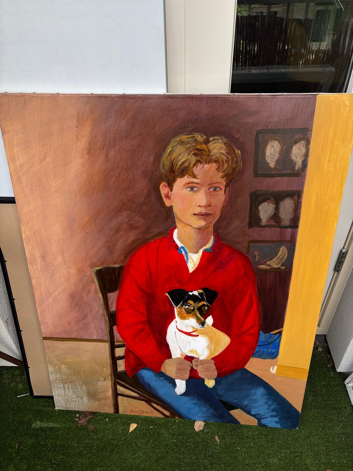 Schilderij: Jongen met hond (80x100 cm), Ophalen