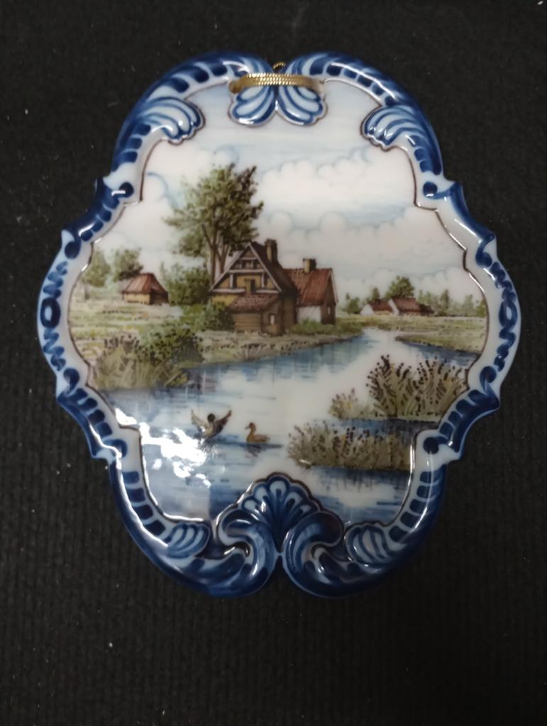 Delfts Blauw Wandbordje met Hollands Landschap, Ophalen of Verzenden