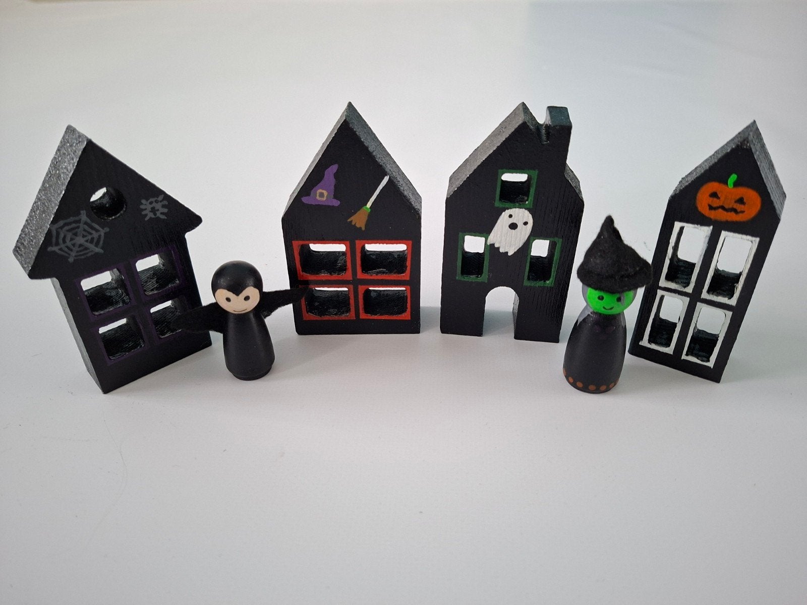Handgemaakte Halloween Huisjes en Poppetjes, Nieuw, Meerkleurig, Knutselwerk, Handgemaakt
