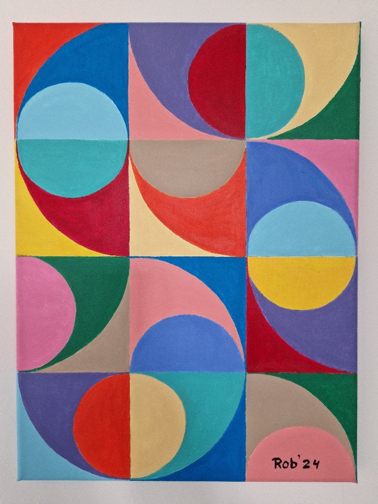 Abstract Kleurrijk Kunstwerk Zelf geschilderd, Ophalen