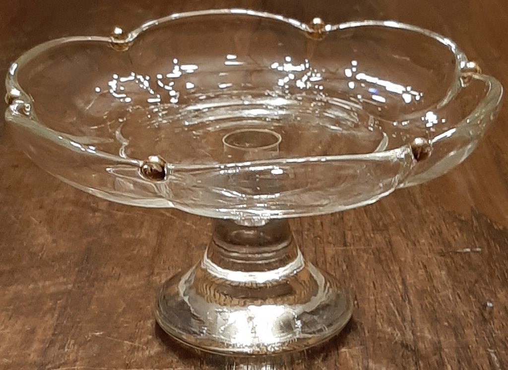 🍬Vintage: Kristallen snoepschaaltje - Vergulde knop🏷️€10,-, Ophalen of Verzenden, Gebruikt, Feestartikel, Kerst of Sinterklaas