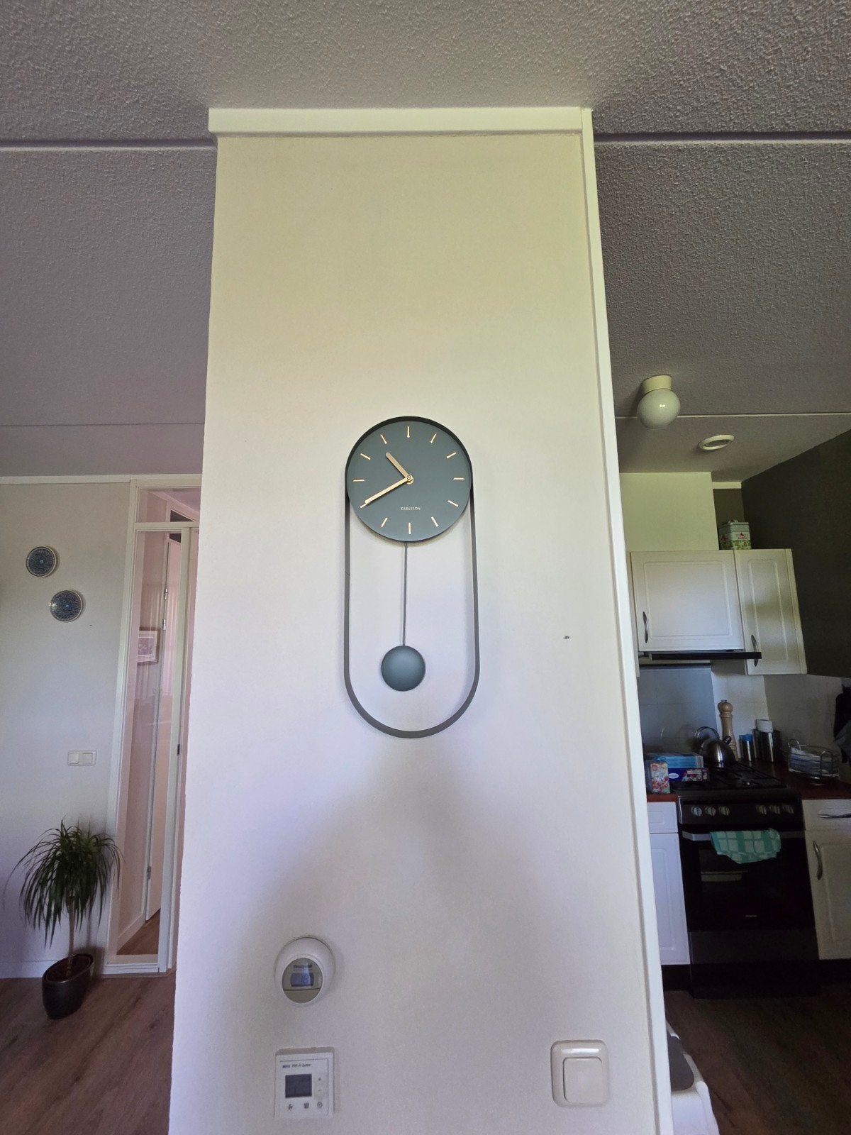 Moderne Wandklok met Slinger - groen, Ophalen, Wandklok, Grijs, Met slinger