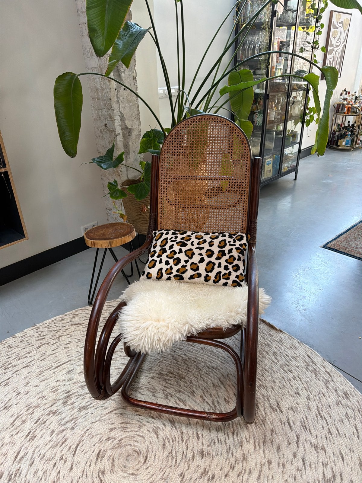 Vintage Schommelstoel Rotan en Thonet Stijl, Ophalen