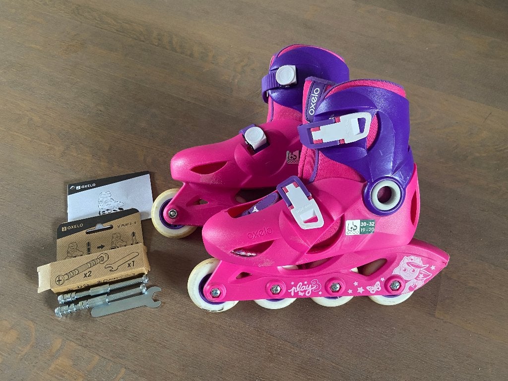 Kinderskates / skeelers Play3 Oxelo maat 30-32, Ophalen of Verzenden, Gebruikt