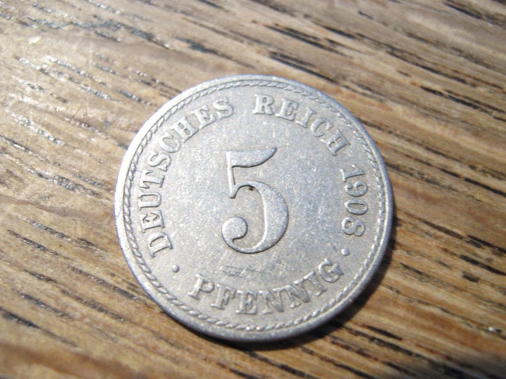 Duitse Rijk 5 pfennig 1908, Berlijn, Keizer Wilhelm II #484, Ophalen of Verzenden, Duitsland, Losse munt
