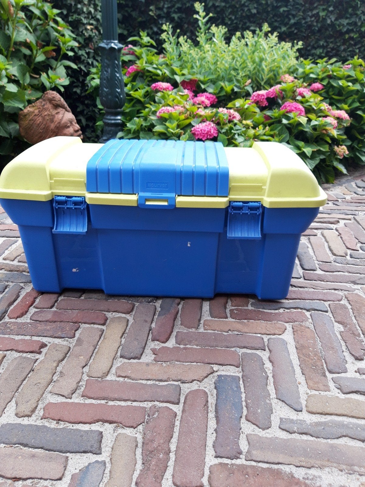 Curver Opbergkist 80x40x33cm - Blauw/Geel, Ophalen, Kunststof, Gebruikt, 50 tot 100 cm
