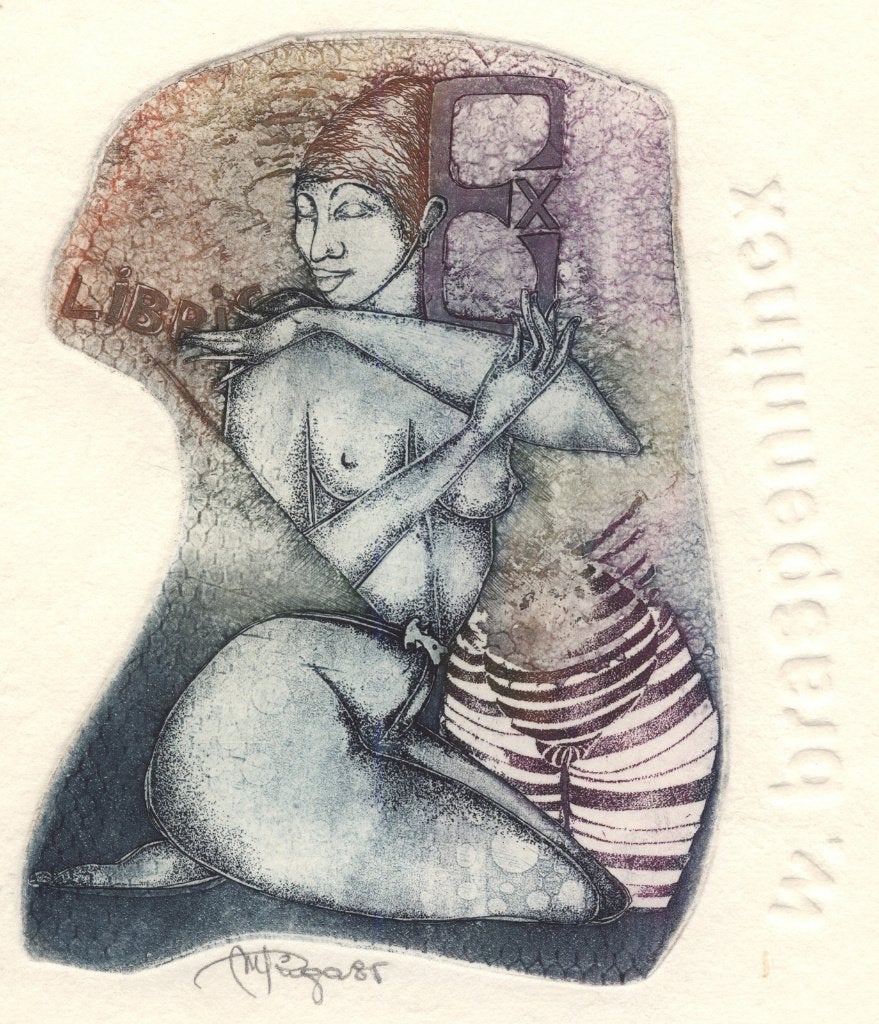 0099 Ex Libris België : Peeters-Riga, 1985, Antiek en Kunst, Kunst | Etsen en Gravures, Verzenden, Ex libris