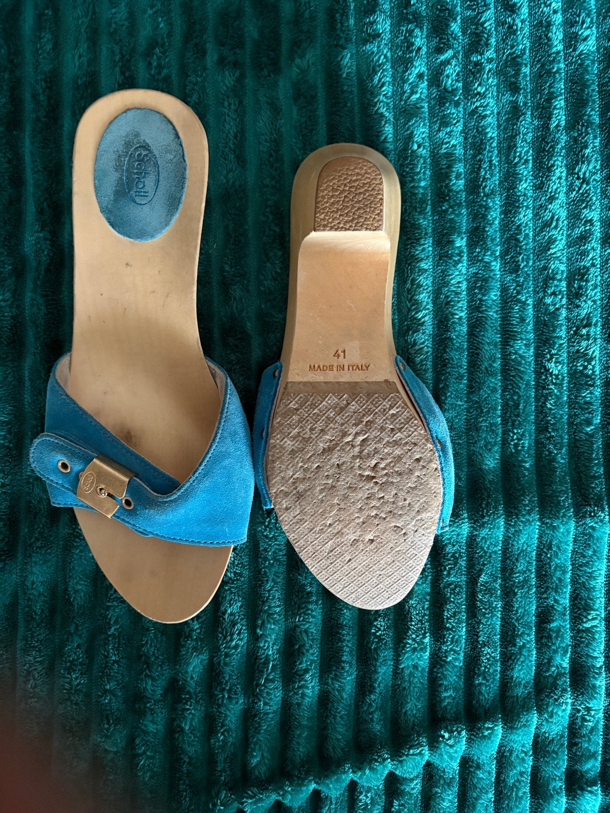 Klompjes Dr. Scholl - Maat 41 - Blauw, Ophalen of Verzenden, Gedragen, Blauw, Sandalen of Muiltjes