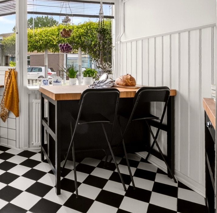 2x IKEA Franklin barkrukken, inklapbaar, hout en staal, Ophalen, Twee, Zwart, Zo goed als nieuw