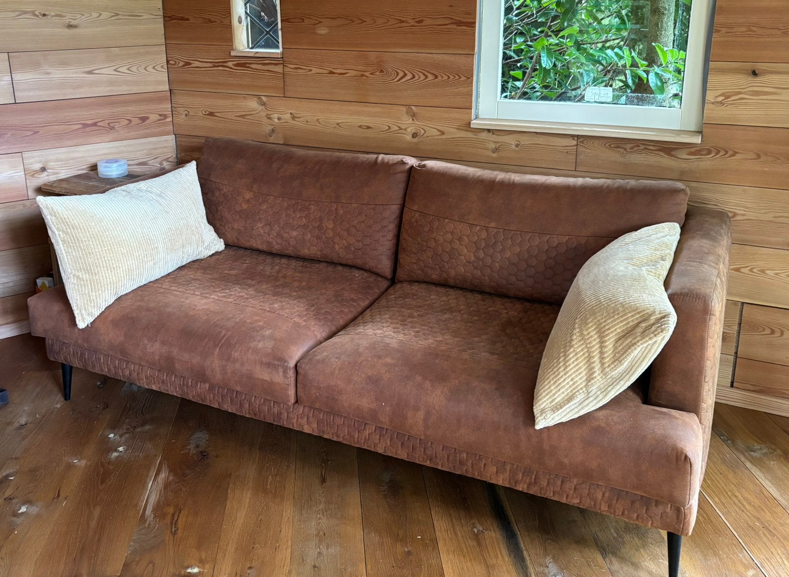 2,5 zits bank, bruin, Ophalen, Overige materialen, Gebruikt, 150 tot 200 cm